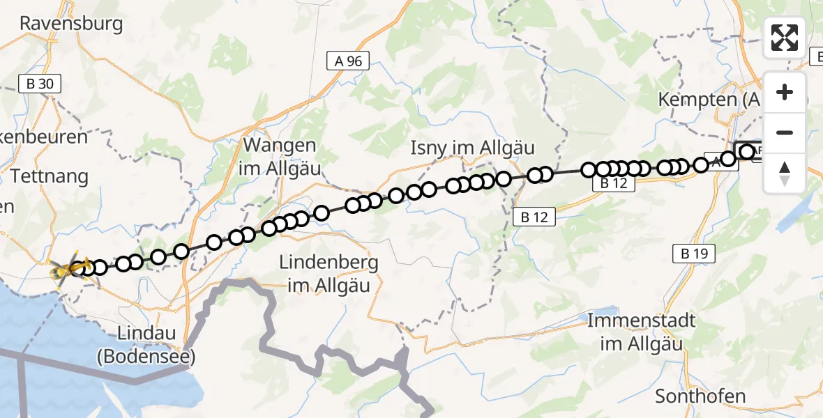 Flugroute Rettungshubschrauber Kempten-Durach Airfield - Berg, 12 Februar 2026, 06:41