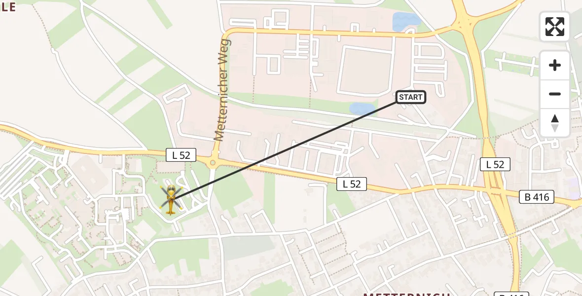 Flugroute Rettungshubschrauber Koblenz - Koblenz, 12 Februar 2026, 08:26