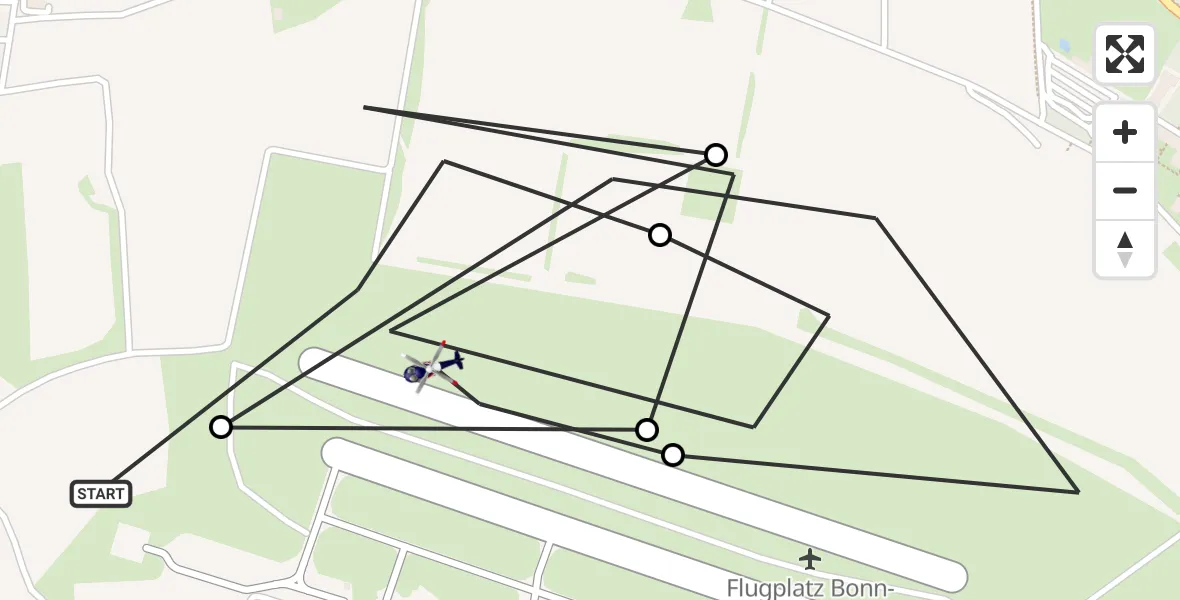 Routekaart van de vlucht: Polizeihubschrauber nach Bonn-Hangelar Airfield