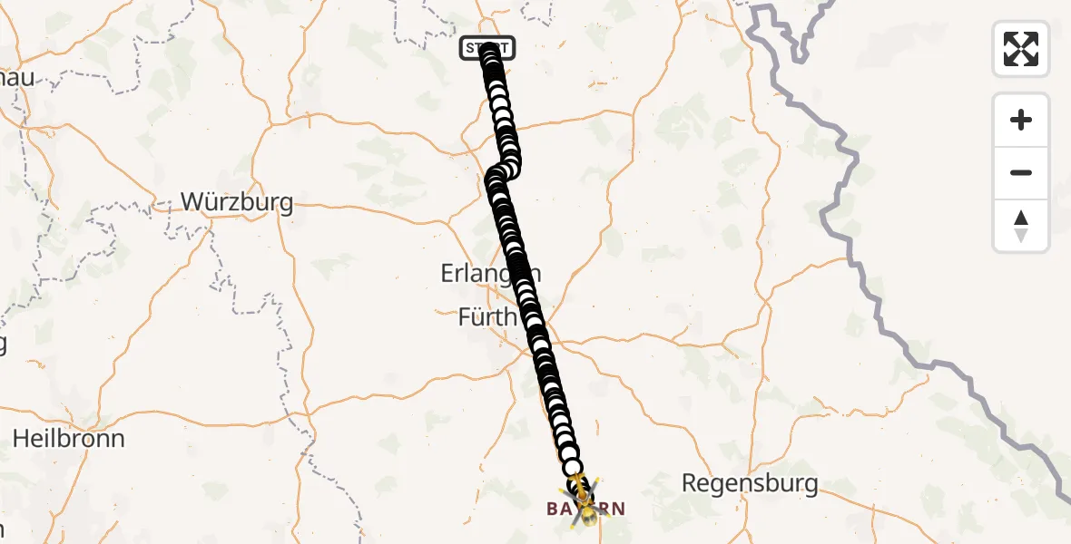 Flugroute Ambulanzhubschrauber Niederfüllbach - Grösdorf, 12 Februar 2026, 09:13