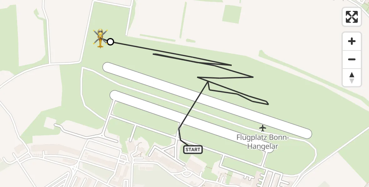 Flugroute Rettungshubschrauber Bonn-Hangelar Airfield - Sankt Augustin, 12 Februar 2026, 09:28