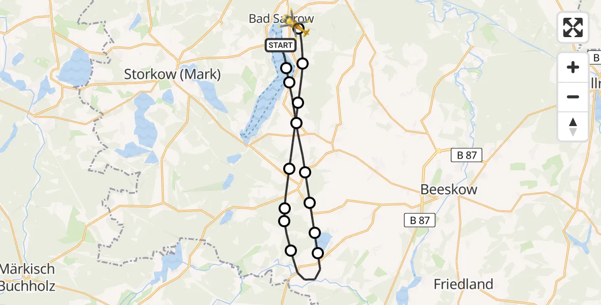 Flugroute Rettungshubschrauber Pieskow - Bad Saarow, 12 Februar 2026, 09:31
