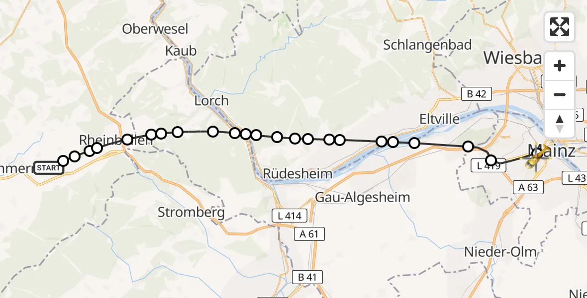 Routekaart van de vlucht: Rettungshubschrauber nach Mainz University Hospital Heliport