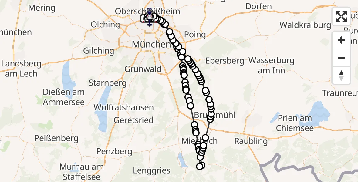 Flugroute Polizeihubschrauber Oberschleißheim - Oberschleißheim, 12 Februar 2026, 10:23