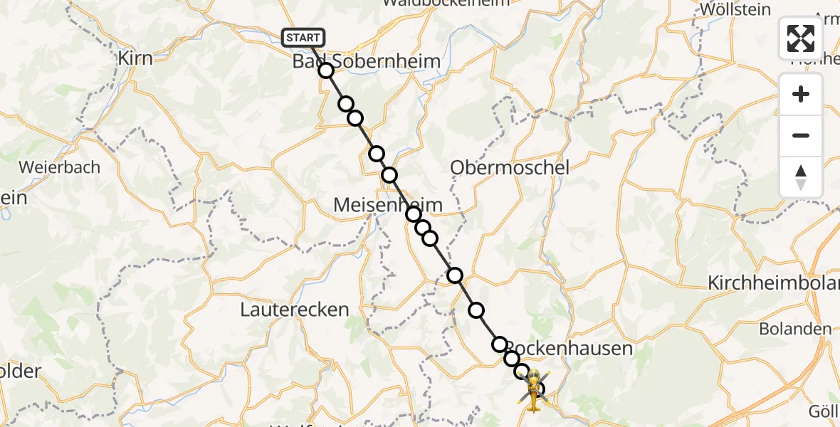 Flugroute Rettungshubschrauber Monzingen - Imsweiler UL, 12 Februar 2026, 10:37