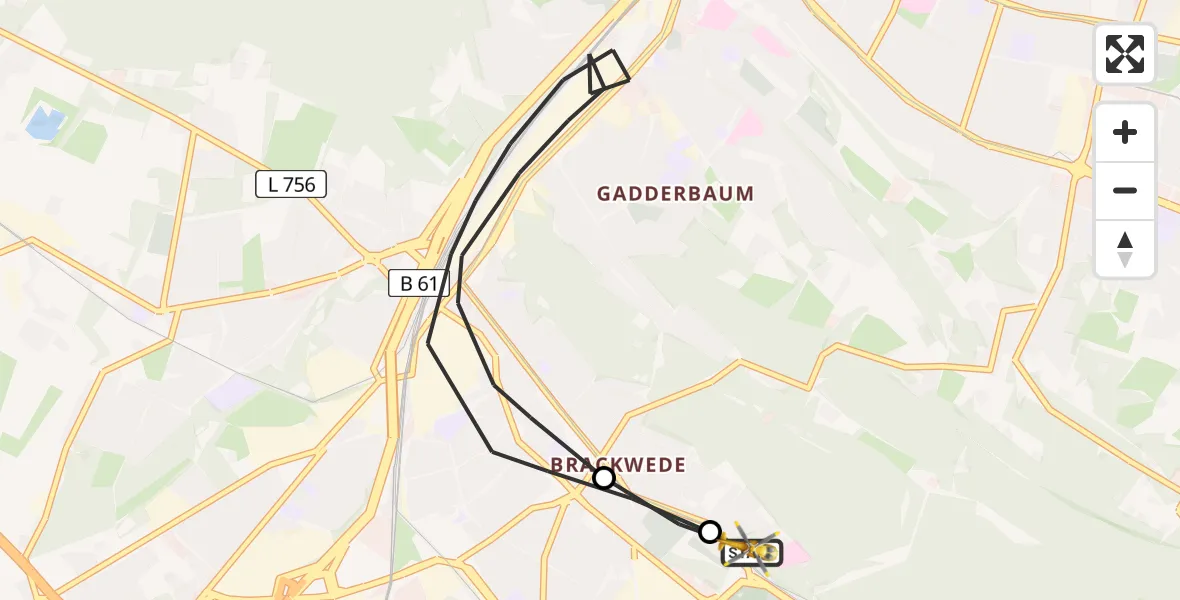 Flugroute Rettungshubschrauber Luftrettungszentrum Bielefeld - Luftrettungszentrum Bielefeld, 12 Februar 2026, 11:16
