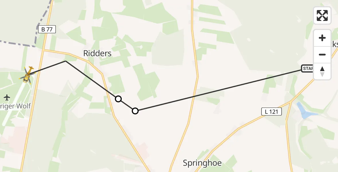 Flugroute Rettungshubschrauber Lockstedt - Ridders, 12 Februar 2026, 11:29