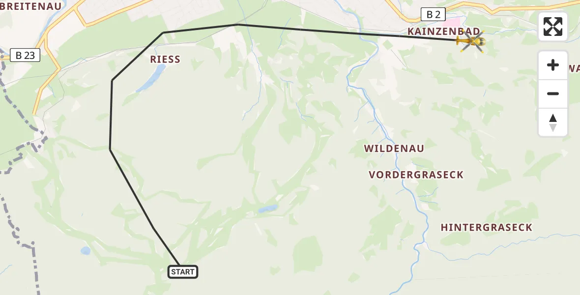 Routekaart van de vlucht: Rettungshubschrauber nach Garmisch-Partenkirchen Clinic Heliport