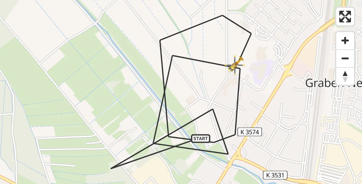 Flugroute Rettungshubschrauber Graben-Neudorf - Graben-Neudorf, 12 Februar 2026, 15:02