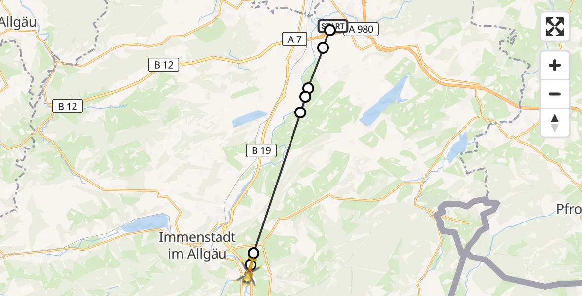 Flugroute Rettungshubschrauber Kempten-Durach Airfield - Blaichach, 13 Februar 2026, 07:13