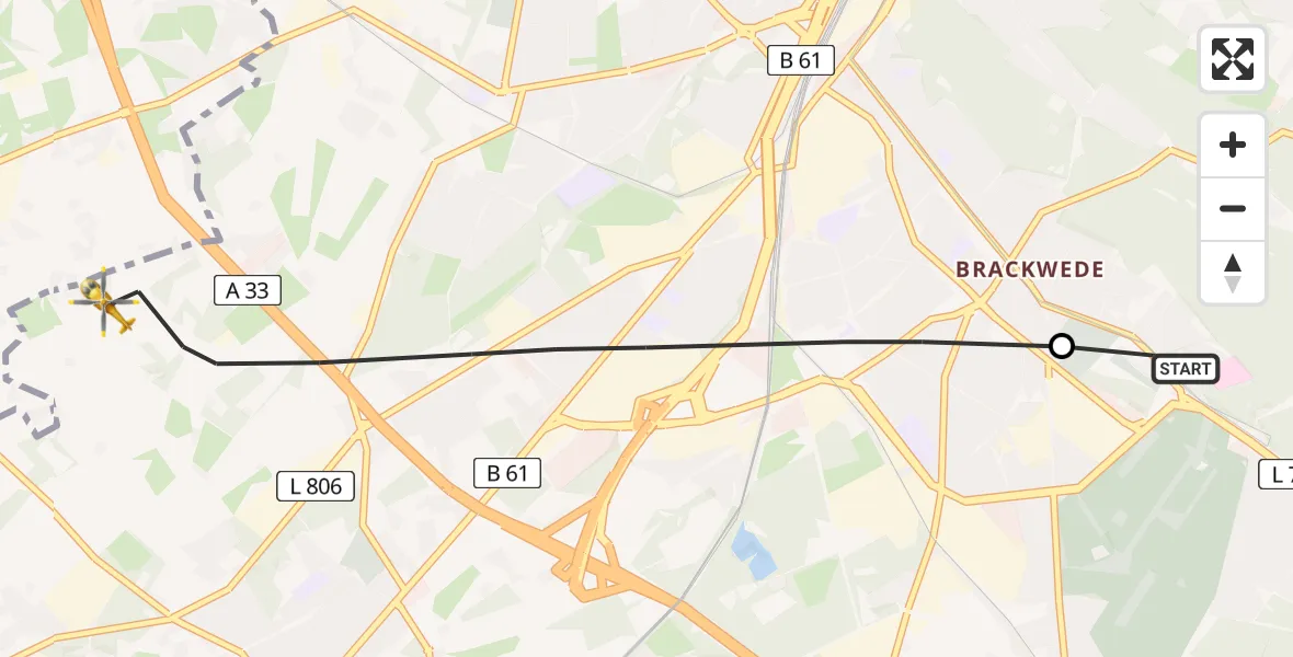Flugroute Rettungshubschrauber Luftrettungszentrum Bielefeld - Bielefeld, 13 Februar 2026, 07:24