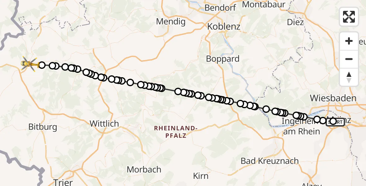 Routekaart van de vlucht: Rettungshubschrauber nach Rommersheim, Breitwiesental