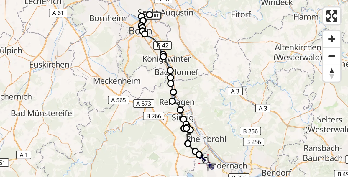 Flugroute Polizeihubschrauber Meindorf - Eich, 13 Februar 2026, 08:15