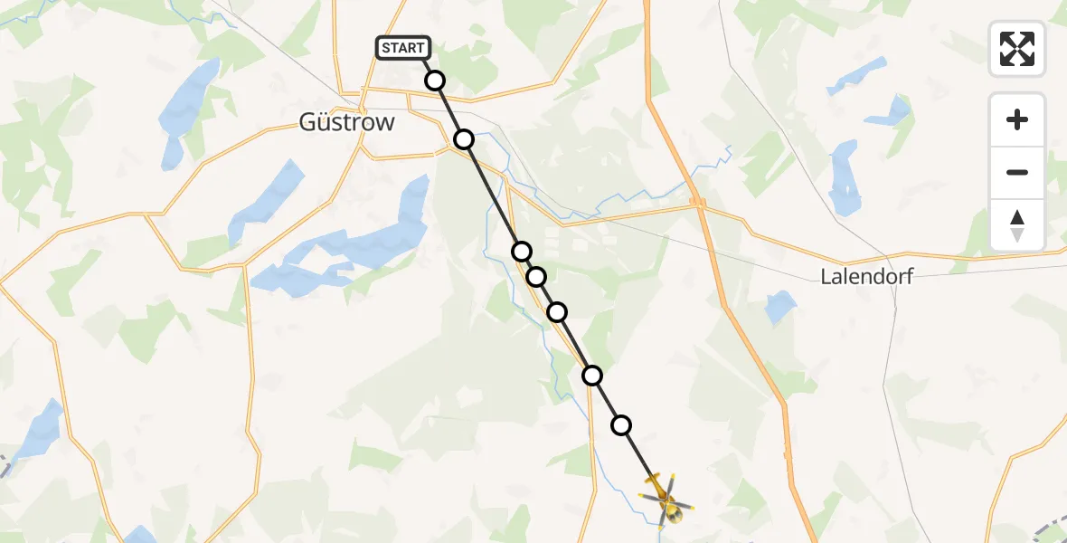 Routekaart van de vlucht: Rettungshubschrauber nach Hoppenrade, Koppelow