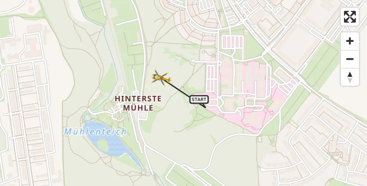 Routekaart van de vlucht: Rettungshubschrauber nach Neubrandenburg, Mühlendamm