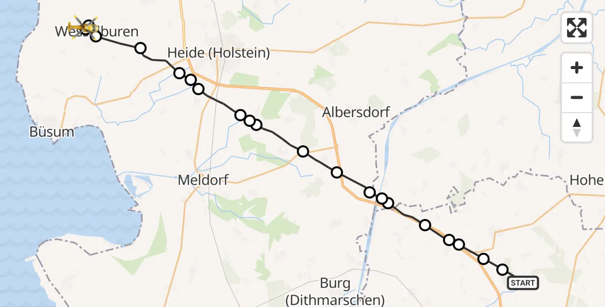 Routekaart van de vlucht: Rettungshubschrauber nach Norddeich, Ralves-Karsten-Weg