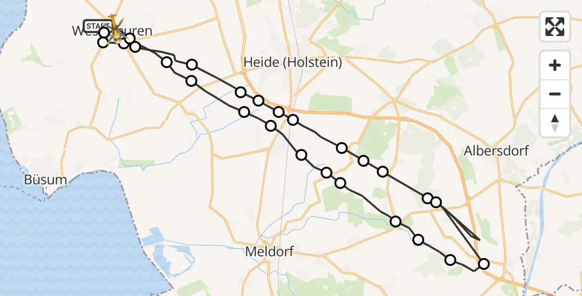 Routekaart van de vlucht: Rettungshubschrauber nach Wesselburen, Dohrnstraße