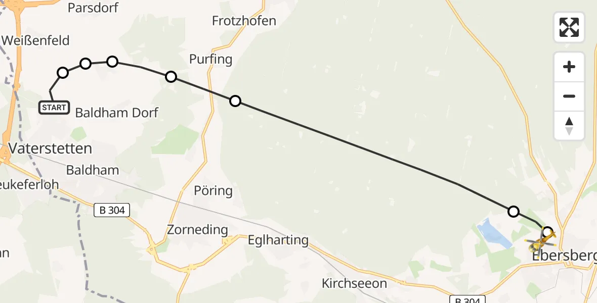 Routekaart van de vlucht: Rettungshubschrauber nach Ebersberg Heliport