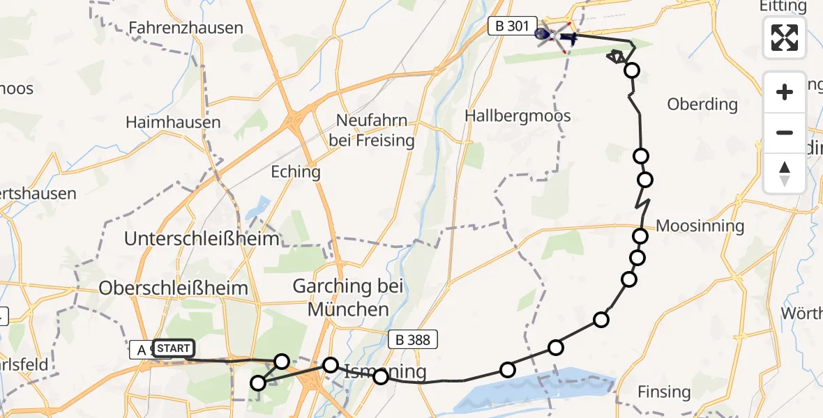 Flugroute Polizeihubschrauber Oberschleißheim - Munich Airport, 13 Februar 2026, 11:23
