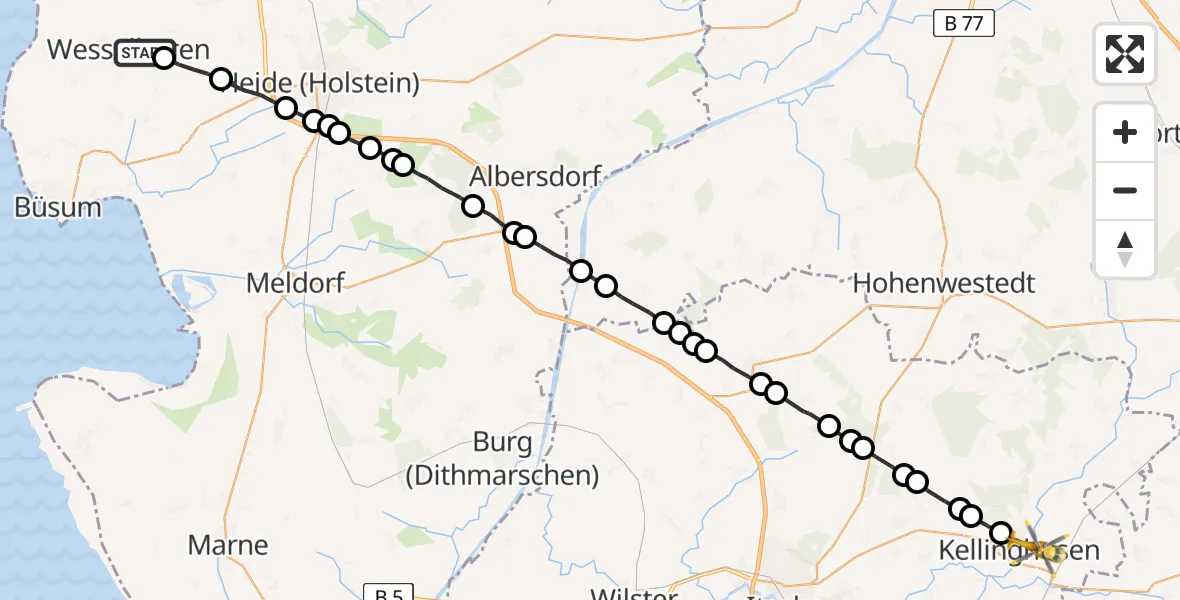 Routekaart van de vlucht: Rettungshubschrauber nach Kellinghusen, Schützenstraße