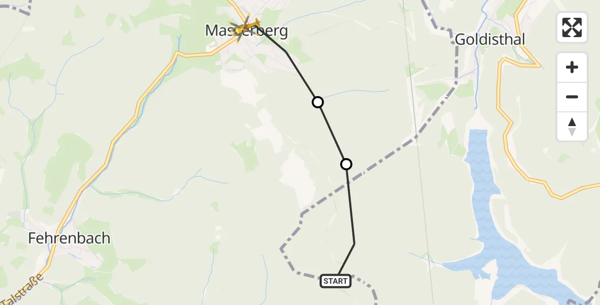 Routekaart van de vlucht: Rettungshubschrauber nach Masserberg, Hauptstraße