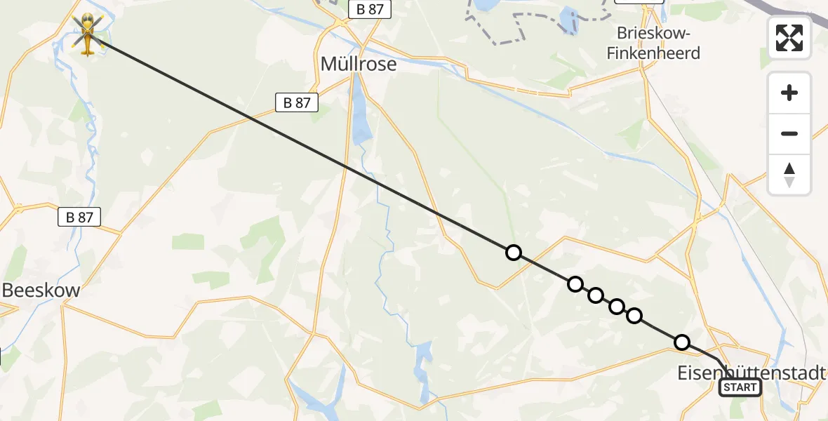 Routekaart van de vlucht: Ambulanzhubschrauber nach Neubrück
