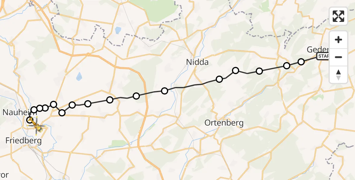 Flugroute Ambulanzhubschrauber Gedern - Schwalheim, 13 Februar 2026, 13:22