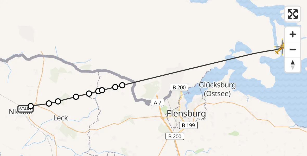 Routekaart van de vlucht: Rettungshubschrauber nach Jardelund, Gather Landstraße