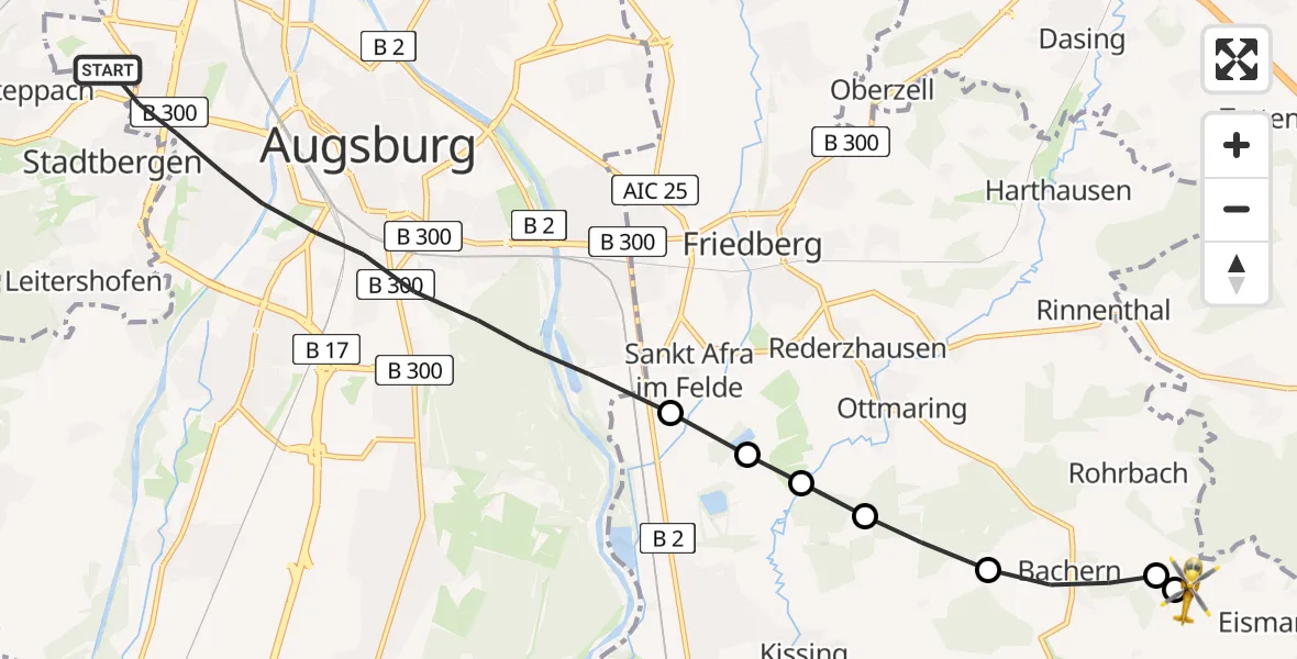 Routekaart van de vlucht: Rettungshubschrauber nach Eismannsberg, AIC 16