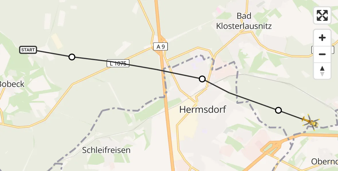 Flugroute Rettungshubschrauber Waldeck - Oberndorf, 13 Februar 2026, 14:02