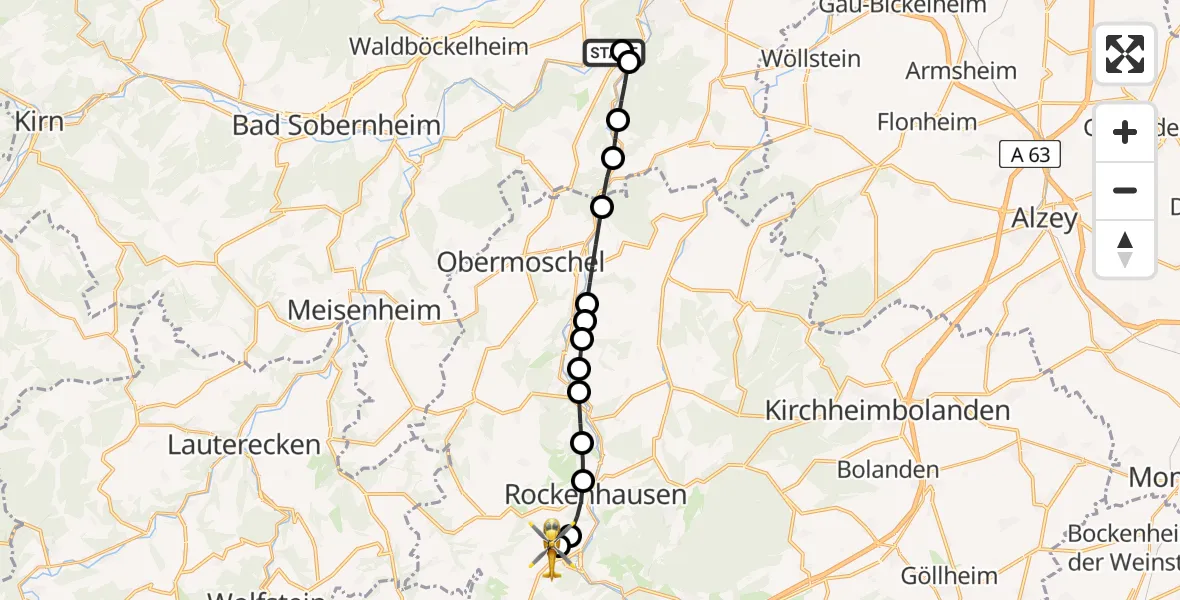 Routekaart van de vlucht: Rettungshubschrauber nach Imsweiler UL