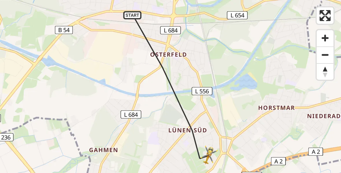 Flugroute Rettungshubschrauber Lünen - Lünen, 13 Februar 2026, 15:31