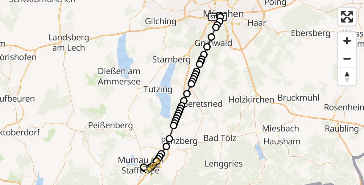 Flugroute Rettungshubschrauber Ludwigsvorstadt-Isarvorstadt - Hagen, 13 Februar 2026, 17:42