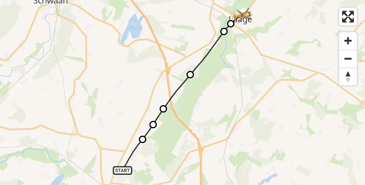 Flugroute Rettungshubschrauber Suckow - Laage, 14 Februar 2026, 08:23