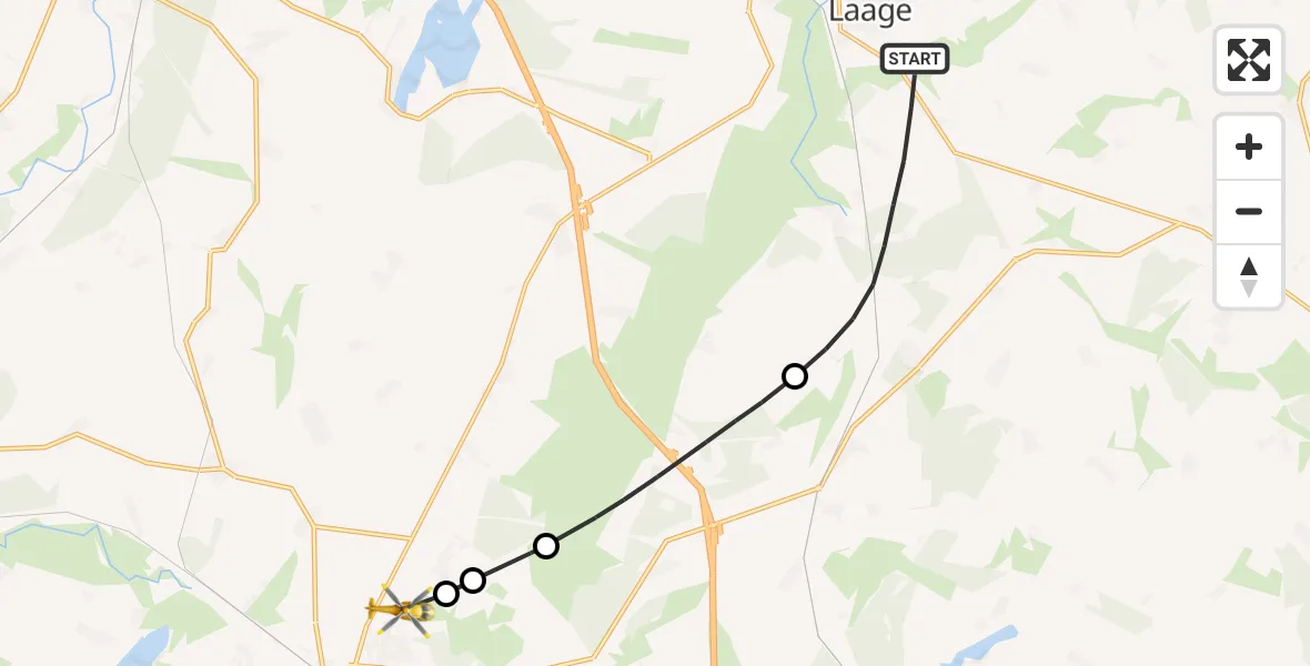 Flugroute Rettungshubschrauber Laage - Suckow, 14 Februar 2026, 09:12