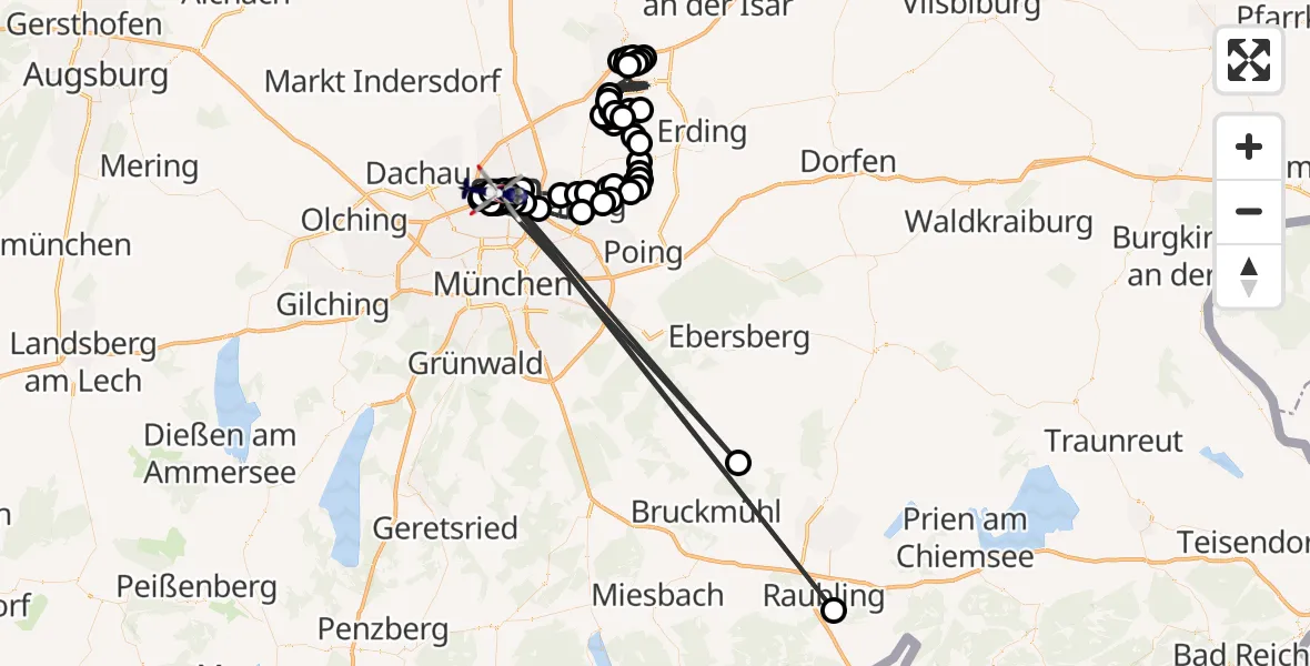 Flugroute Polizeihubschrauber Lustheim - Schleissheim Airfield, 14 Februar 2026, 09:37