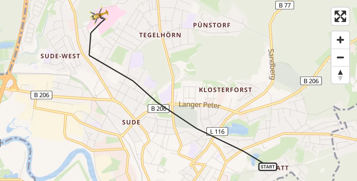 Routekaart van de vlucht: Rettungshubschrauber nach Itzehoe, Robert-Koch-Straße