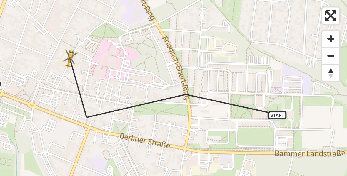Routekaart van de vlucht: Rettungshubschrauber nach Rathenow, Friesacker Straße