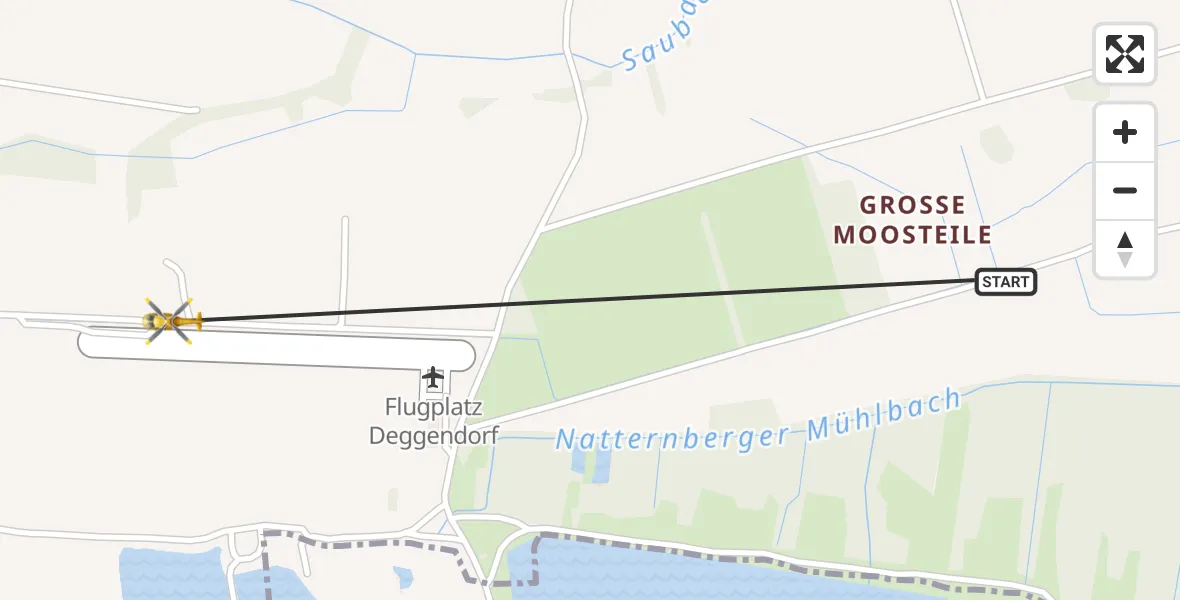 Flugroute Rettungshubschrauber Stephansposching - Deggendorf Airfield, 14 Februar 2026, 11:56