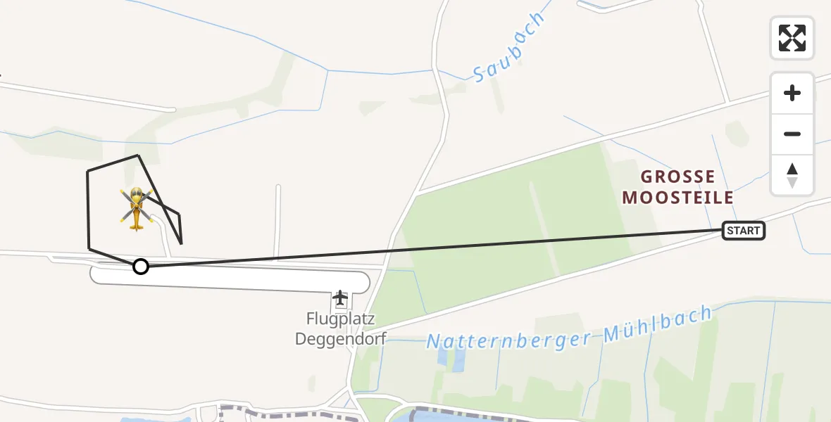 Flugroute Rettungshubschrauber Stephansposching - Deggendorf Airfield, 14 Februar 2026, 11:56