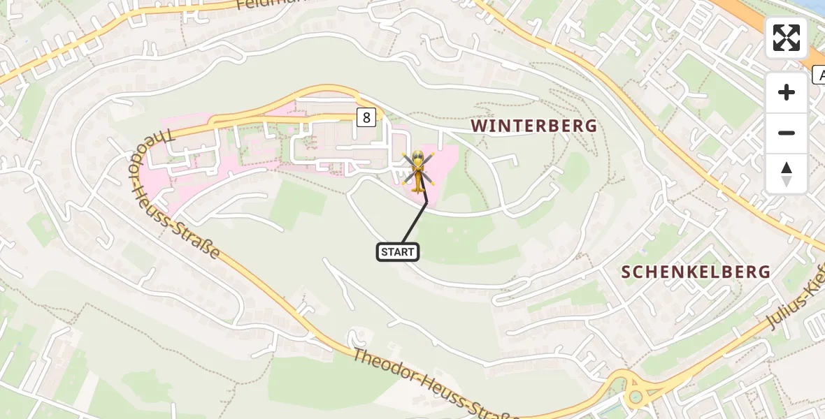 Flugroute Rettungshubschrauber Saarbrücken - Saarbrücken, 14 Februar 2026, 15:11