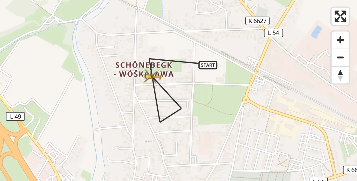 Flugroute Rettungshubschrauber Vetschau/Spreewald - Vetschau/Spreewald, 14 Februar 2026, 15:30