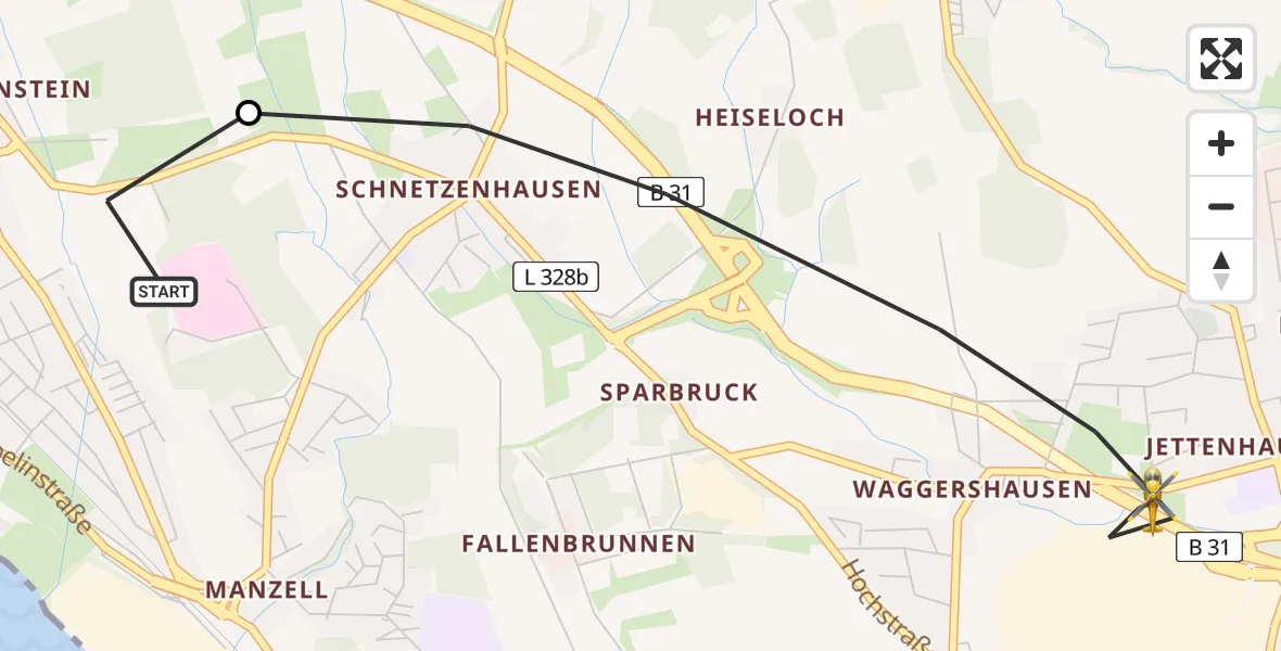 Flugroute Rettungshubschrauber Friedrichshafen Hospital Heliport - Friedrichshafen, 14 Februar 2026, 15:40