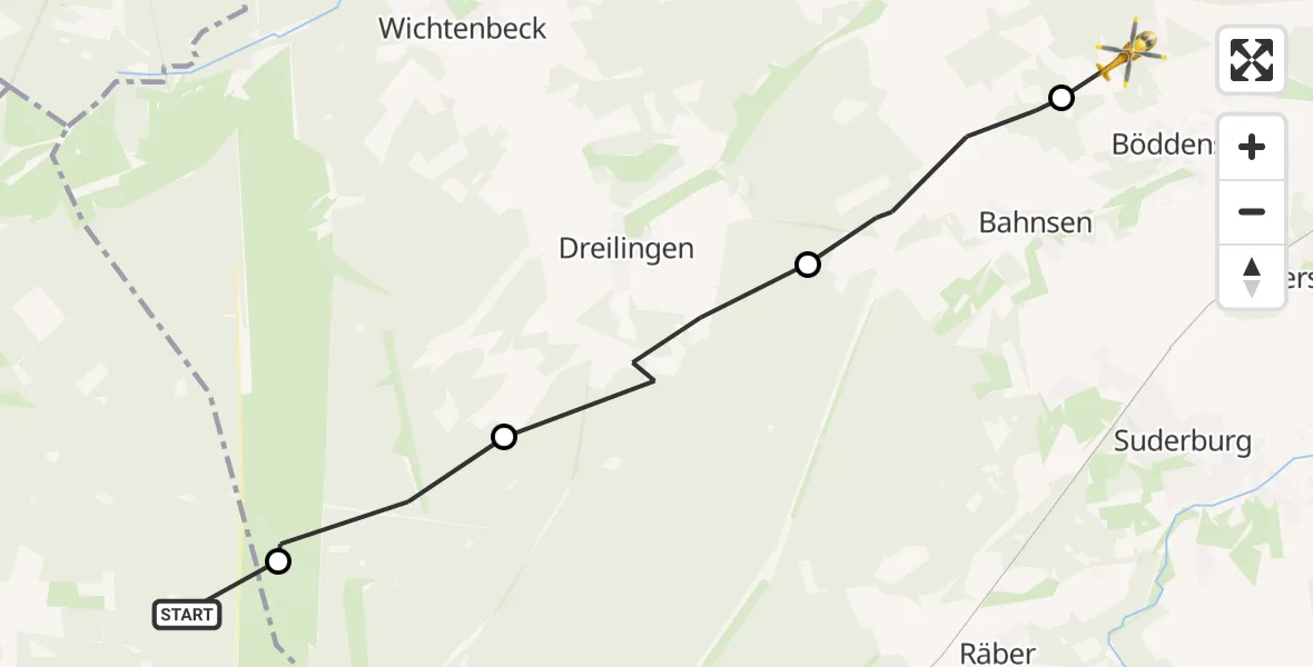 Flugroute Rettungshubschrauber Faßberg - Böddenstedt, 14 Februar 2026, 16:39