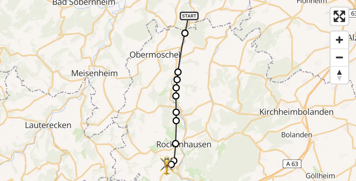 Routekaart van de vlucht: Rettungshubschrauber nach Imsweiler UL