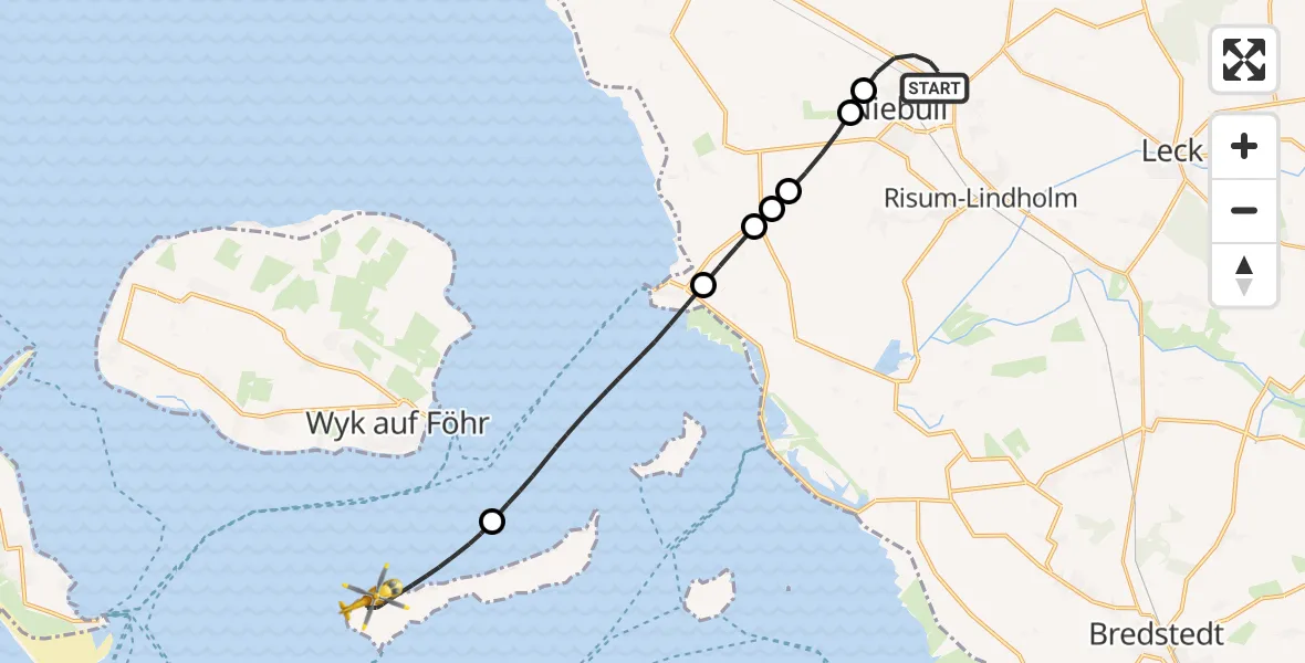 Routekaart van de vlucht: Rettungshubschrauber nach Langeneß, K 44