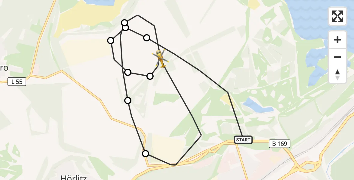 Flugroute Ambulanzhubschrauber Senftenberg - Schipkau, 14 Februar 2026, 20:23