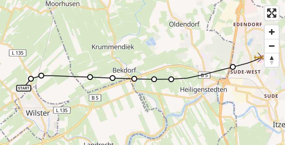Routekaart van de vlucht: Rettungshubschrauber nach Itzehoe, Robert-Koch-Straße