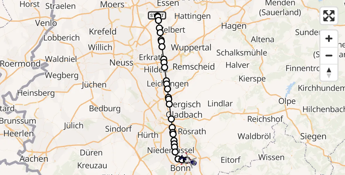 Routekaart van de vlucht: Polizeihubschrauber nach Sankt Augustin, Richthofenstraße