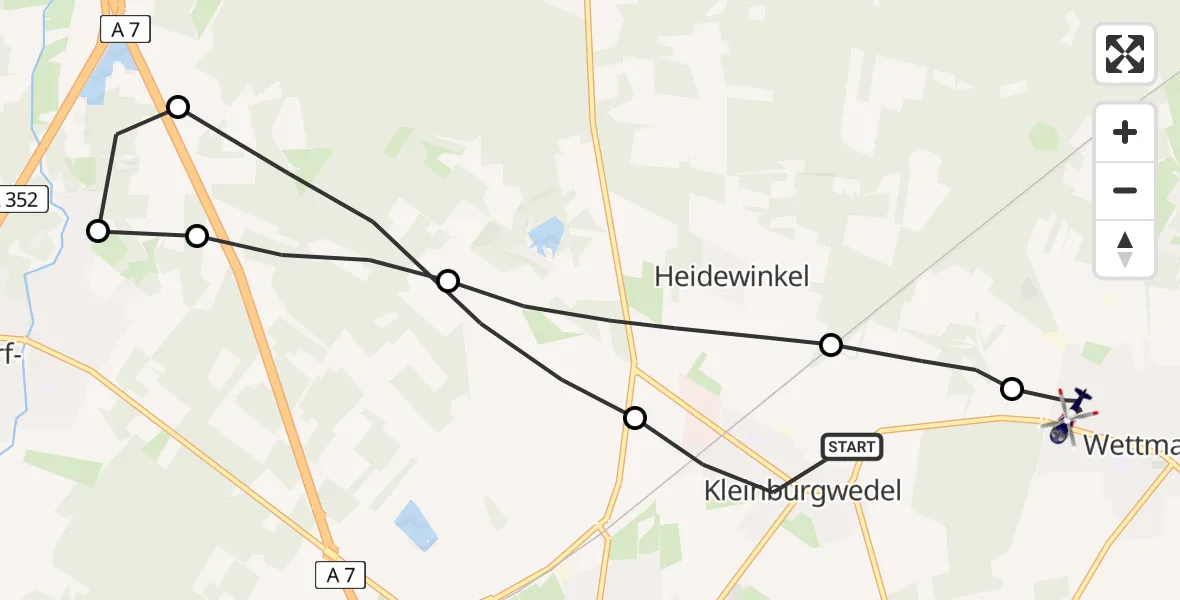 Flugroute Polizeihubschrauber Kleinburgwedel - Wettmar, 15 Februar 2026, 03:13